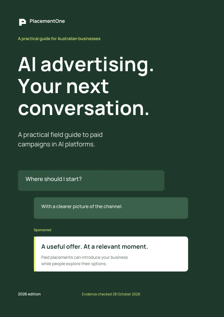 The PlacementOne AI Advertising Guide, a free guide for business owners